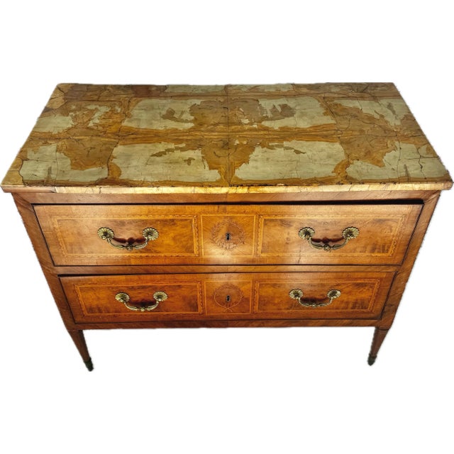 18th Century Italian Neoclassic Inlaid Walnut Commode For Sale - Image 9 of 9