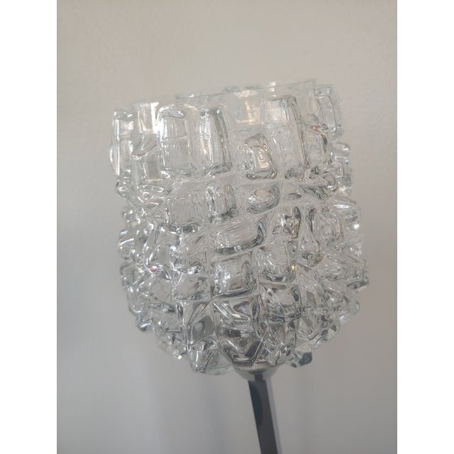 Vintage Modern Chrome Ball Base and Smoked Lucite Tall 3 Arm Lamp With Crystal Light Shades For Sale - Image 9 of 12