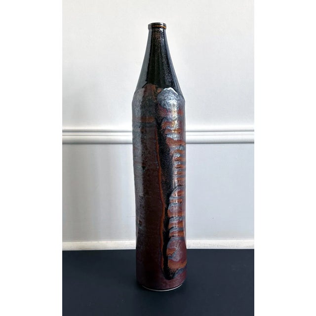 1960s Early Tall Ceramic Vase with Unique Glaze by Brother Thomas Bezanson For Sale - Image 5 of 12