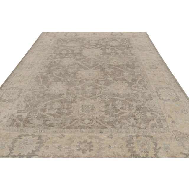 Contemporary Rug & Kilim’s Oushak Style Rug in Gray and Beige With All Over Floral Pattern For Sale - Image 3 of 7