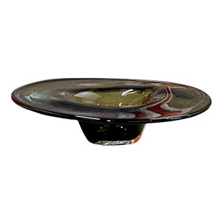 Large Sculptural Vintage Art Glass Vessel in Smoky Topaz | Attributed to Kosta Boda For Sale