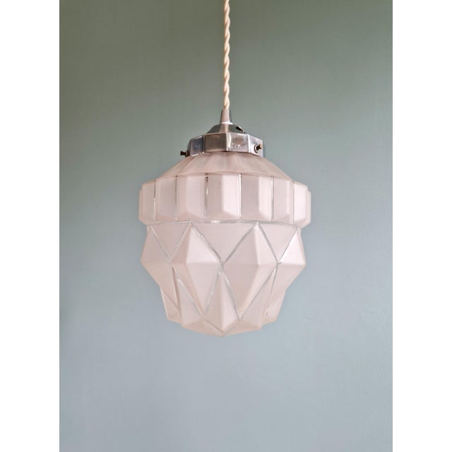 1930s Art Deco Frosted Glass Pendant Light, 1930s For Sale - Image 5 of 10