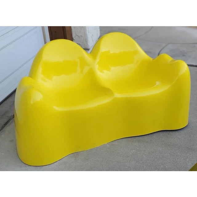 1960s Mid Century Modern Wendell Castle Molar Yellow Fiberglass Organic Sofa For Sale - Image 11 of 12