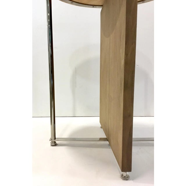 Organic Modern Natural Finish Wood and Nickel End Table For Sale - Image 4 of 6