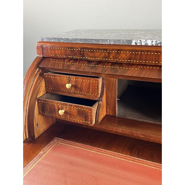 Wood 19th Century Louis XVI Style Mahogany Drop-Front Secretary For Sale - Image 7 of 10