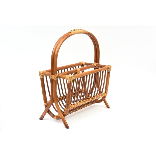 This vintage chic well made bamboo magazine stand or rack is in amazing condition and well made from the time period. From...