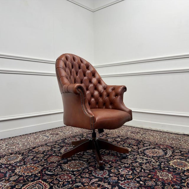 Wood Classic English Chesterfield Director Chair For Sale - Image 7 of 8