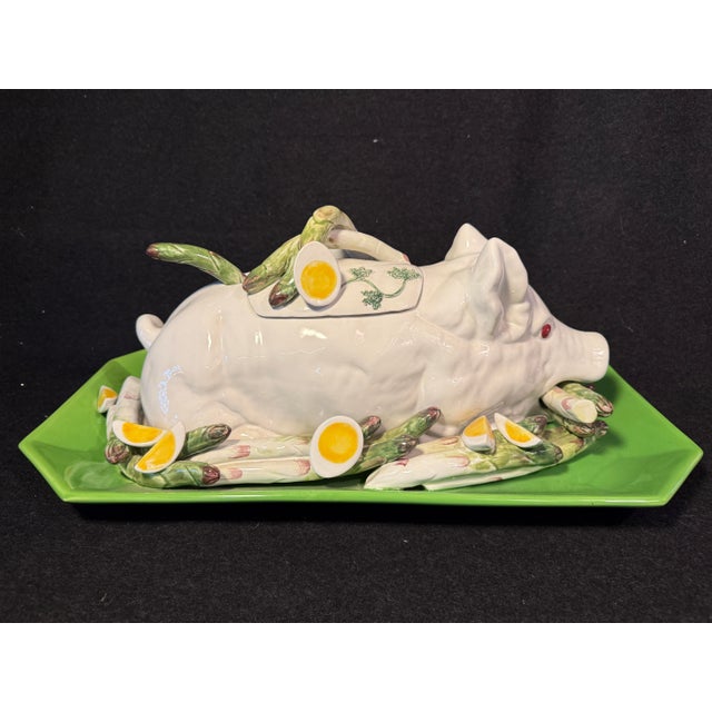 Ceramic Vintage Italian Majolica Pig-Form Soup Tureen For Sale - Image 11 of 12