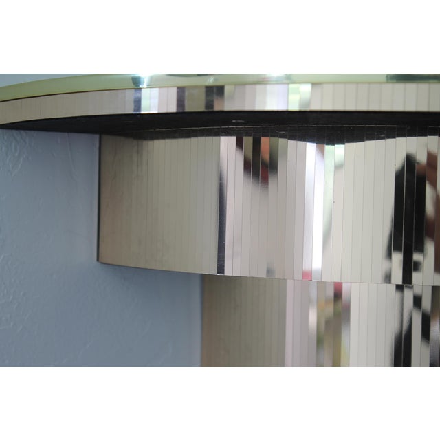 Vintage 70s Disco Console Table, Cascading Demilune Wall Mounted Shelf in Gold For Sale - Image 15 of 18
