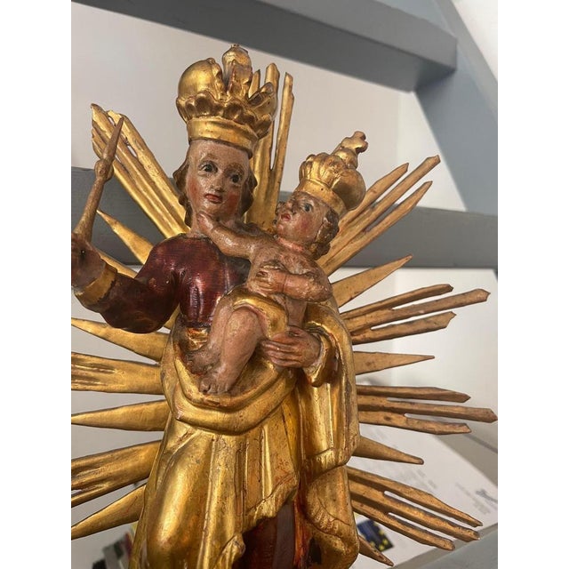 Baroque Baroque Wood Carved Radiation Madonna For Sale - Image 3 of 10