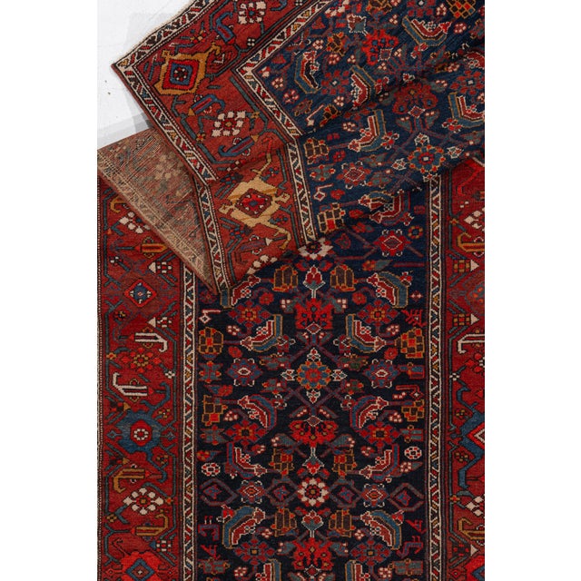 Antique Circa 1920 Red Malayer Hand Knotted Runner 3'2 X 19'11 For Sale - Image 4 of 12
