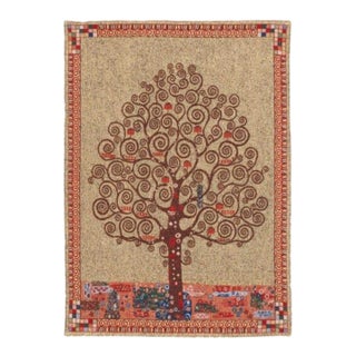 Golden Klimt Tree Loom Woven Tapestry - 176 X 126 Cm (5'9 X 4'2") - Requires Rod Size 3 For Sale