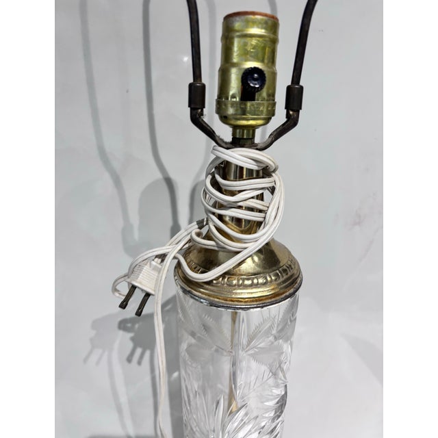 Vintage Dresden Victorian Cut Crystal Glass Flower Brass Table Lamps For Sale - Image 10 of 12