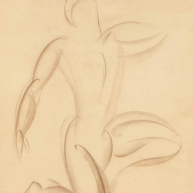 Drawing/Sketching Materials 1930s Peter Marienus Camfferman Original Chalk Figural Drawing Signed Framed For Sale - Image 7 of 7