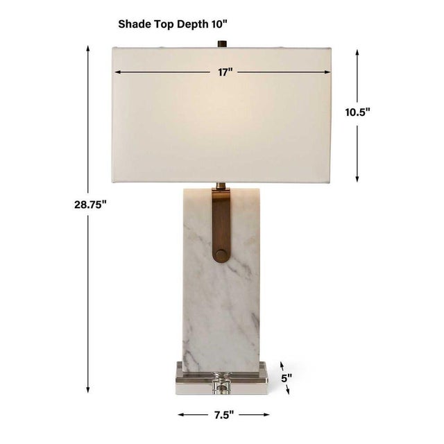 The crisp and clean look of the Belted Table Lamp is accentuated by the details of the rounded-top marble, wrapped in an...