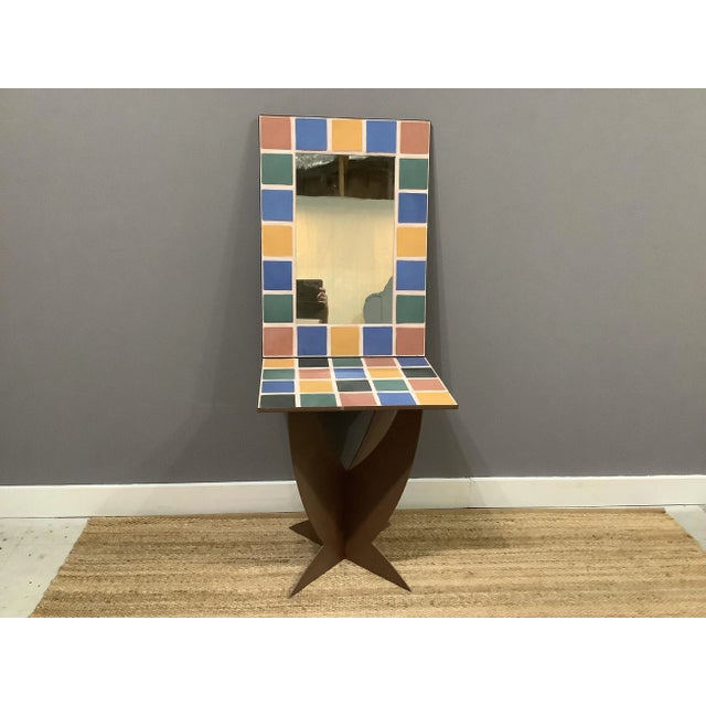 Mid Century Modern Tiled Iron Table & Mirror Set Pedro Gonzalez Colorful Barcelona Spain For Sale In Philadelphia - Image 6 of 11