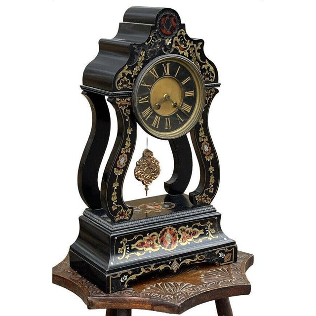 French Antique Boulle Clock. Chines On A Bell. 50 .5 cms high 30 cms wide I’ve wound it up and it’s ticking away nicely,...