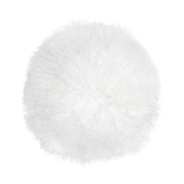New Zealand White Sheepskin 16" Round Pillow For Sale - Image 4 of 4