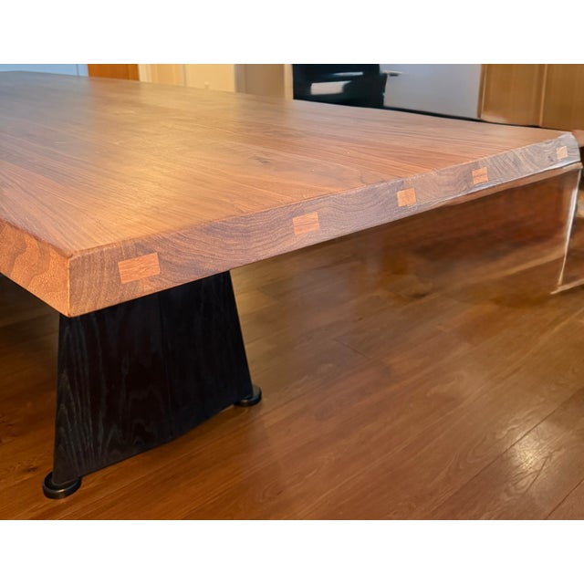 Chestnut Solid Walnut Dining Table With Blackened Oak Base For Sale - Image 8 of 9