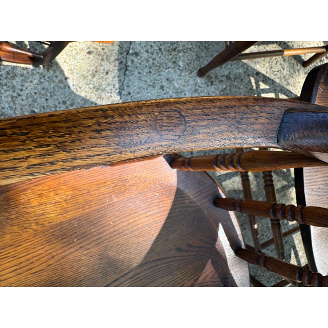 Wood Set of Six S. Bent & Brothers Windsor Captain’s Chairs For Sale - Image 7 of 12