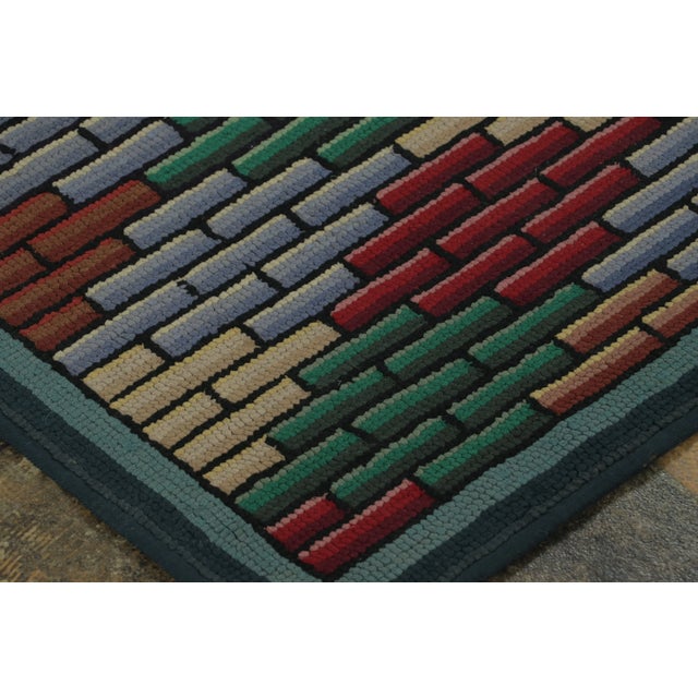 Rug & Kilim Antique Hooked Rug With Jewel-Tone Geometric Mosaic Design - Rug & Kilim For Sale - Image 4 of 7
