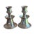A monumental pair of oversized silverplate candlesticks of exceptional weight and presence, each weighing over six pounds....