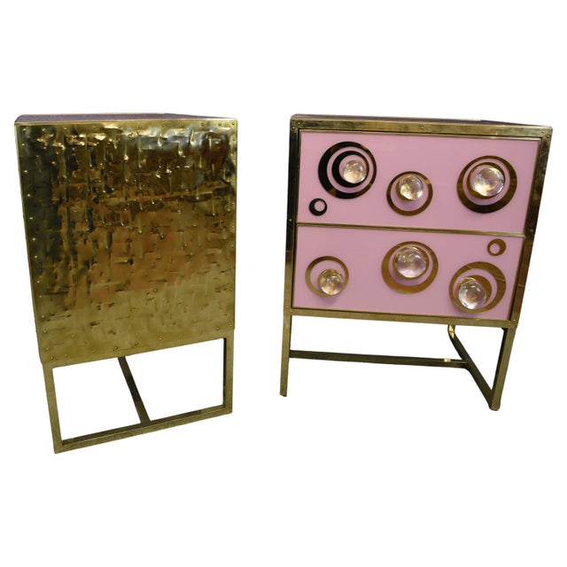 Pink Nightstands with Murano Spheres and Brass Legs from Justfurnituress SRL, Set of 2 For Sale - Image 11 of 11