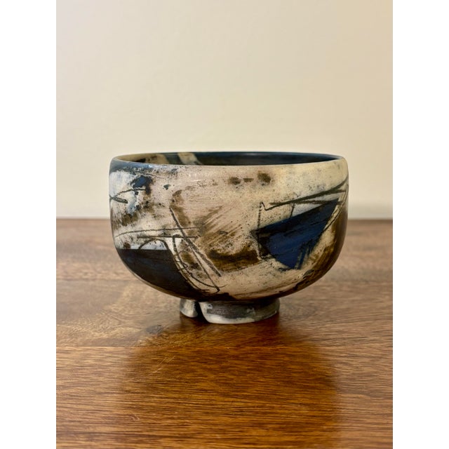 1980s Vintage 1984 American Studio Pottery Bowl, Signed, Abstract Glaze For Sale - Image 5 of 6