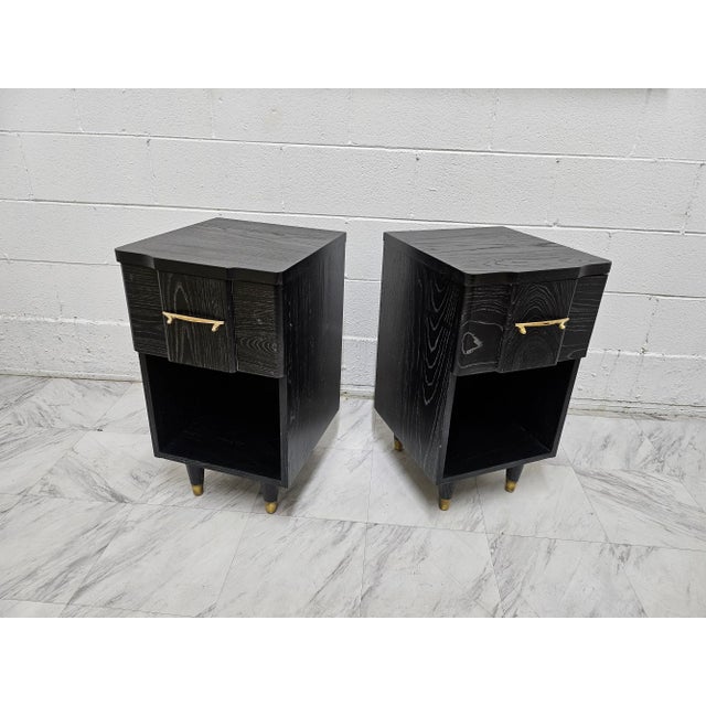 Black 1940s Cerrused Night Stands - a Pair For Sale - Image 8 of 12