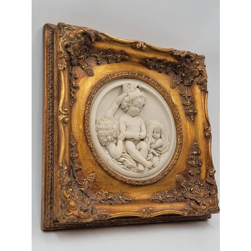 Rare Antique 19th C Enrico Braga Tondo Relief Plaque With Perfugium Regibus Coin For Sale - Image 4 of 12