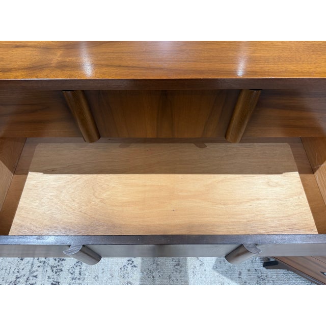 Mid-Century Modern Walnut Tall Chest / Highboy Dresser – Sculptural Front, 1960s Kent Coffee Style For Sale - Image 6 of 10