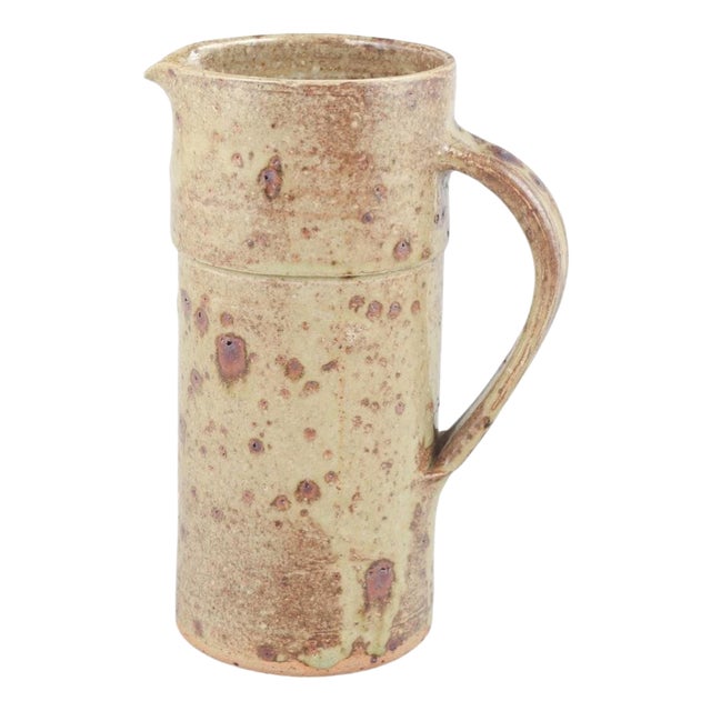 European Studio Potter Stoneware Pitcher with Rustic Glaze, 1980s For Sale