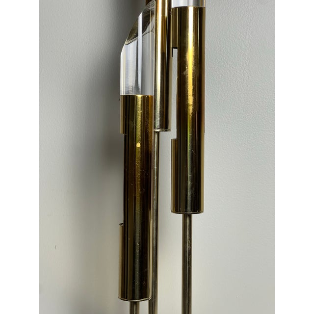 Brass 1970s Modern 3-Light Brass and Lucite Lamp by Laurel Lamp Company For Sale - Image 8 of 18