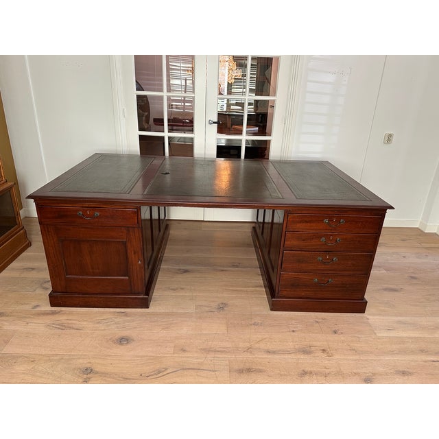 Large Antique Partners Desk For Sale - Image 11 of 14