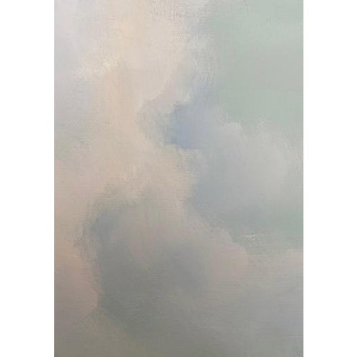 Tranquil Beach Dog in Coastal Landscape, Blue Sky & Clouds, 2025, Painting on Panel For Sale - Image 16 of 17