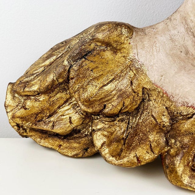 Large Antique Italian Baroque Carved Wood Angel For Sale - Image 6 of 11