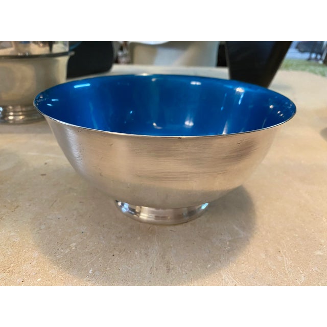 1970s Reed & Barton Blue Enameled Bowl For Sale - Image 5 of 5