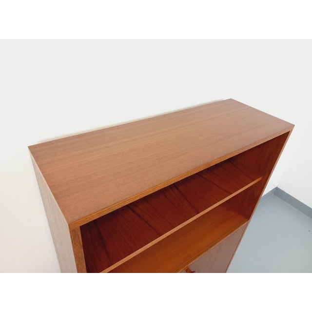 Wood Vintage Scandinavian Modernist Style Storage Bookcase in Teak and Black Metal, 1960s For Sale - Image 7 of 17