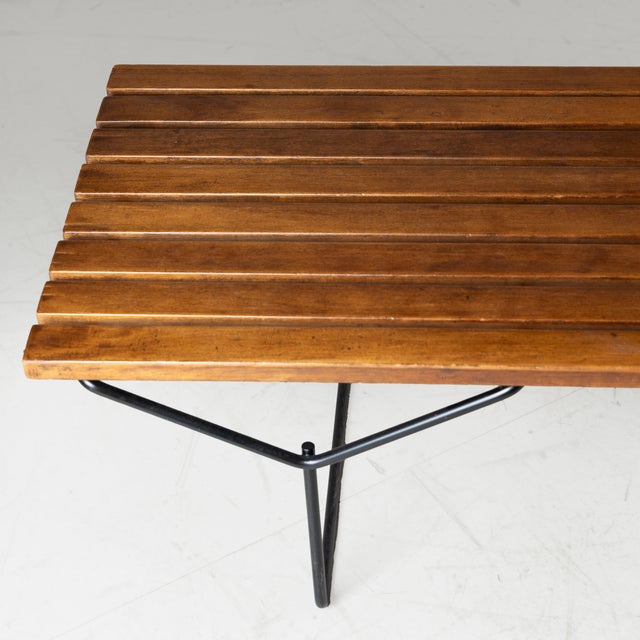 1950s Wooden Slatted Bench from Harry Bertoia, 1960s For Sale - Image 5 of 12