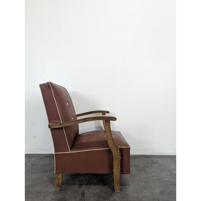 Vintage Faux Leather Armchair, 1950s For Sale - Image 3 of 6