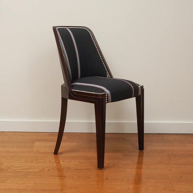Art Deco 1930s Set of Six French Walnut Art Deco Dining chairs For Sale - Image 3 of 10