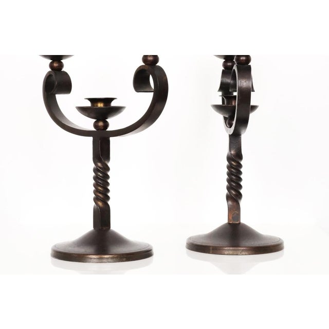 French Brown Wrought Iron Candelabras by Charles Piguet, 20th Century, Set of 2 For Sale - Image 13 of 16