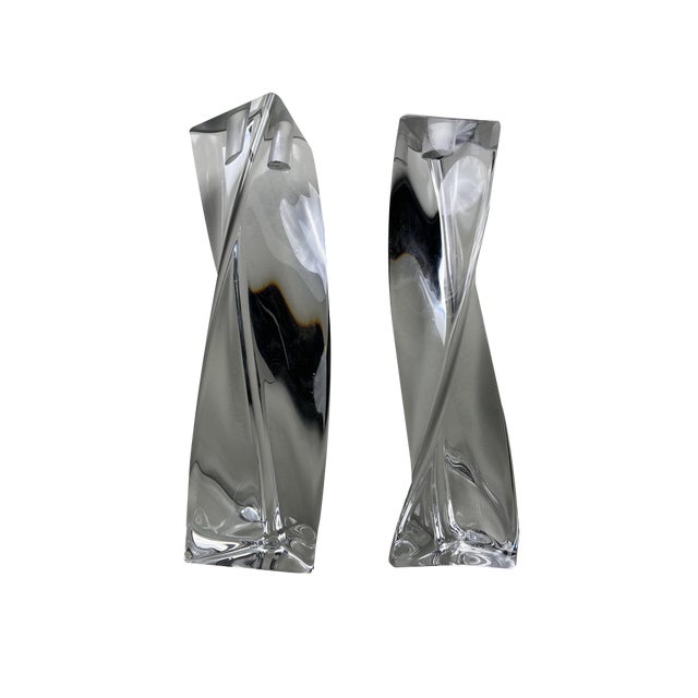 Crystal Kosta Boda Candleholders, 1980s, Set of 2 For Sale