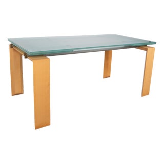 Wooden Stilt Dining Table with Glass from Desalto For Sale