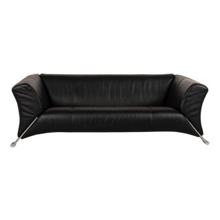 Model 322 3-Seater Sofa in Black Leather from Rolf Benz For Sale