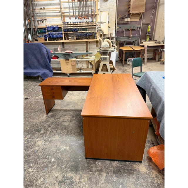 1950s Mid Century Modern Teak “L” Desk For Sale In Chicago - Image 6 of 7