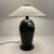 Italian table lamp in sublime black and white Murano glass with transparent leaf-shaped glass surround designed in the...