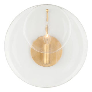 AERIN for Visual Comfort Signature Loire Small Sconce in Gild with Clear Strie Glass For Sale