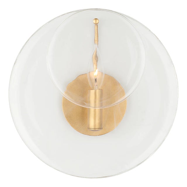 AERIN for Visual Comfort Signature Loire Small Sconce in Gild with Clear Strie Glass For Sale