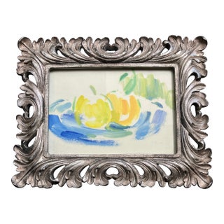 1970’s Original Abstract Expressionist Still Life With Fruit Watercolor Painting Fancy Tabletop Frame For Sale
